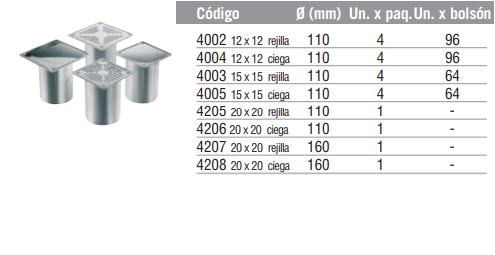Portarrejilla 12x12 y 15x15 c/ rejilla