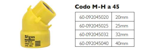 Codo M-H a 45º